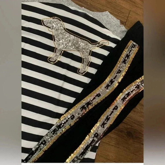 Victoria's Secret Pink  Bling Stripe Dog Tshirt/Leggings
Outfit set S - Picture 3 of 10
